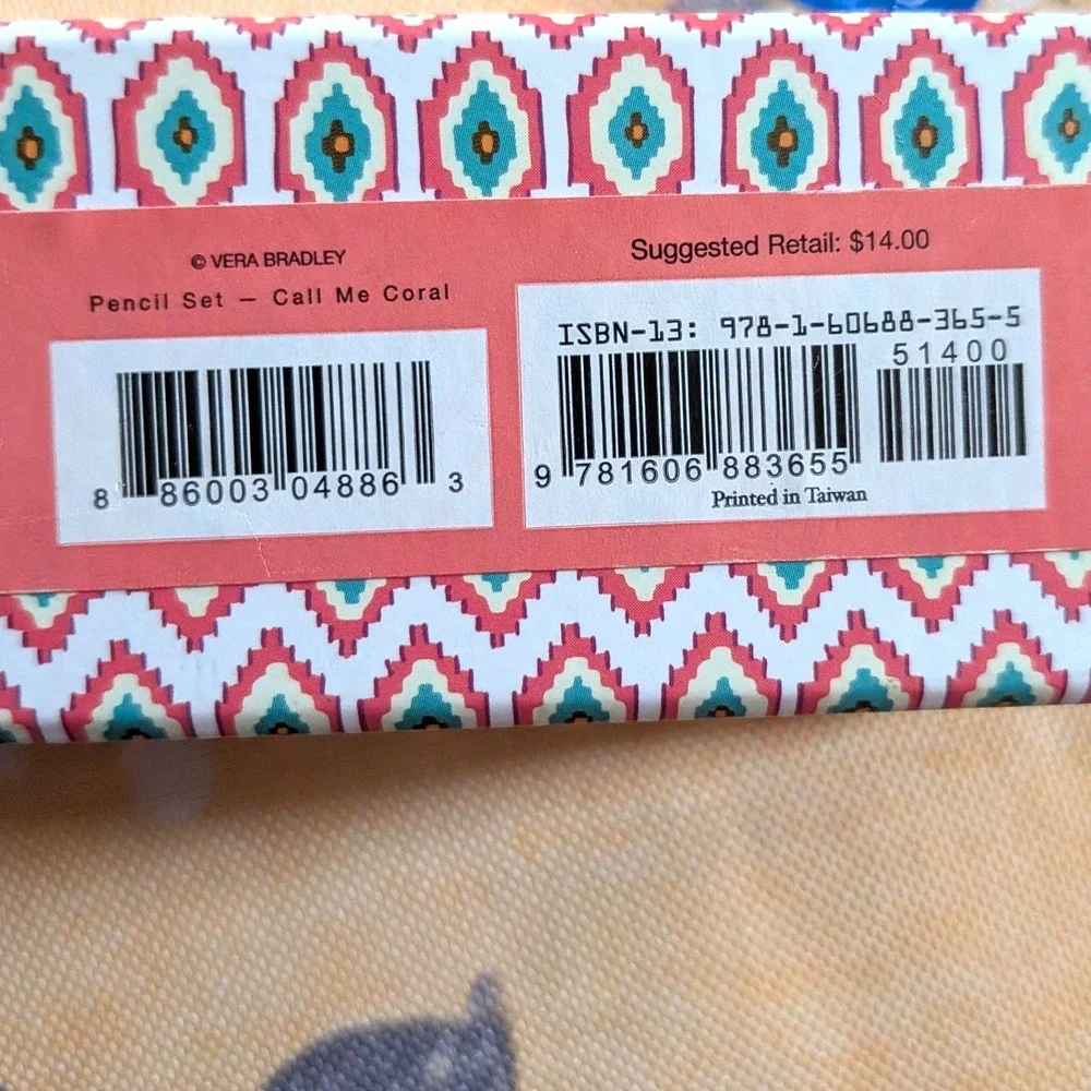Vera Bradley Call Me Coral Pencil Set & Sharpener